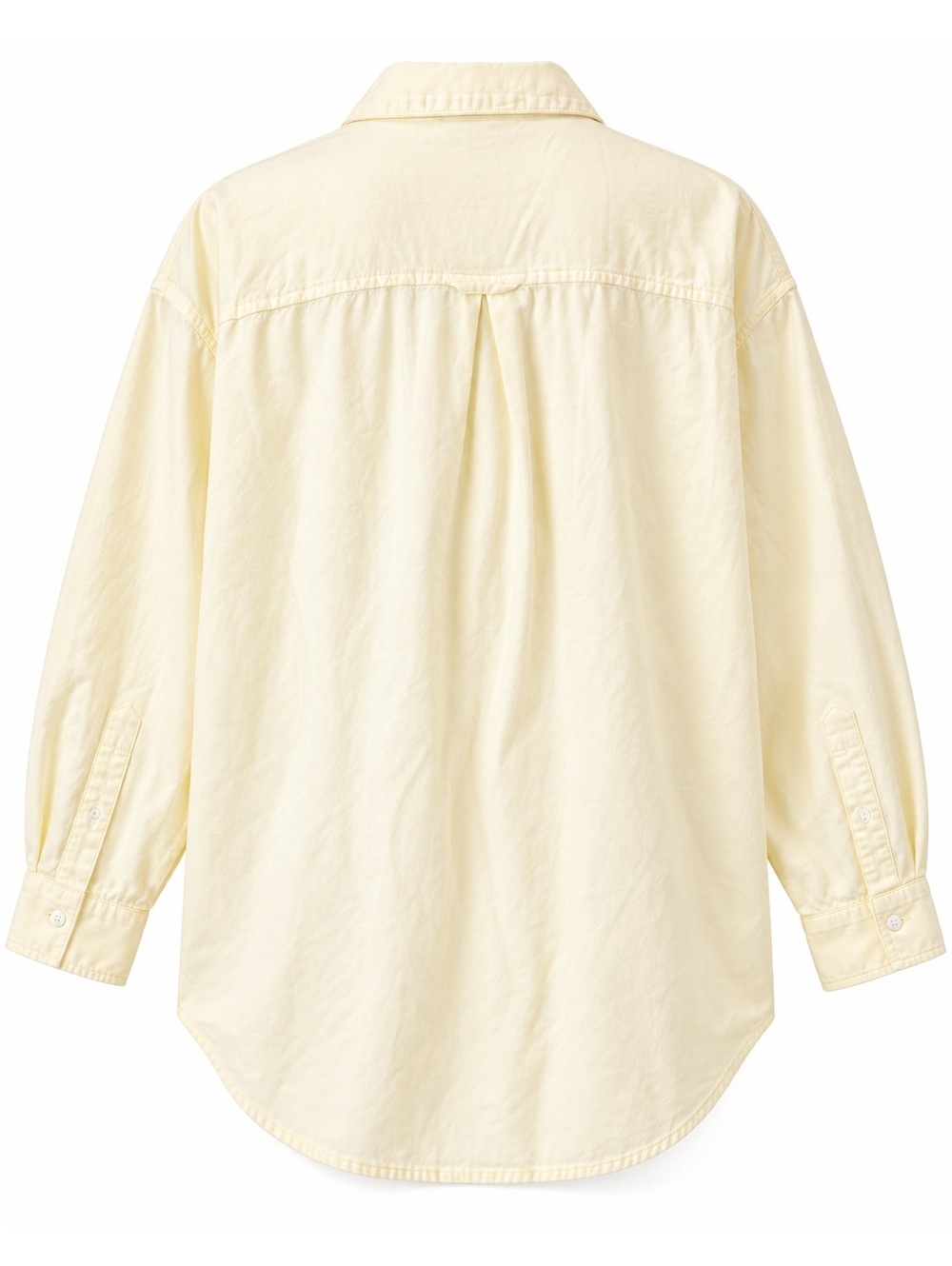 Old Navy The Boyfriend Shirt Womens L Pale Yellow Cotton Oversized Button Down